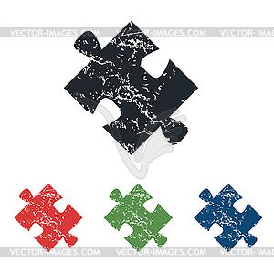 Puzzle piece grunge icon set - vector image