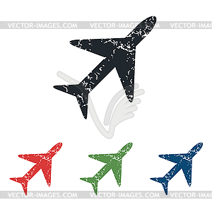 Plane grunge icon set - royalty-free vector image