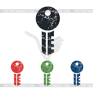 Key grunge icon set - vector image