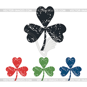 Clover grunge icon set - vector clip art