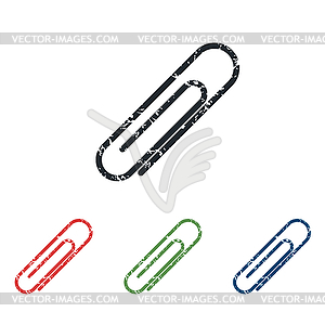 Paperclip grunge icon set - vector image