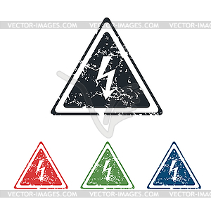 High voltage grunge icon set - vector clipart