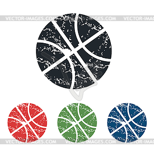 Basketball grunge icon set - vector image