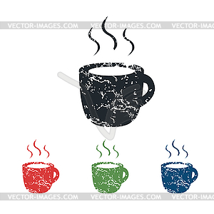Hot drink grunge icon set - vector clipart