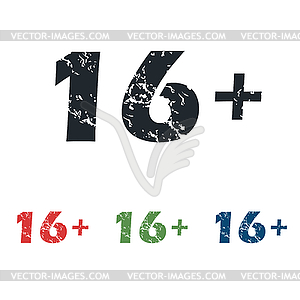 Age restriction grunge icon set - vector image