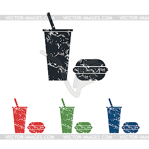 Fast food grunge icon set - vector clipart