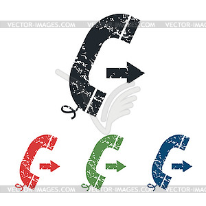 Outgoing call grunge icon set - vector image