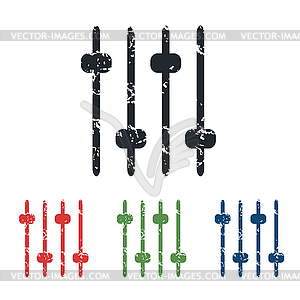 Консоль фейдеров значок гранж набор - векторный эскиз