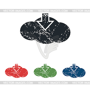 Cloud download grunge icon set - color vector clipart