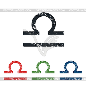 Libra grunge icon set - vector image