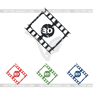 3D film grunge icon set - vector clipart