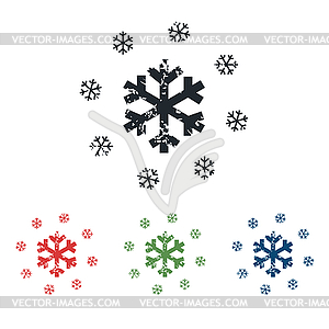 Snowflakes grunge icon set - vector clipart