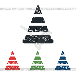 Traffic cone grunge icon set - vector clipart