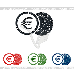 Euro coin grunge icon set - vector image