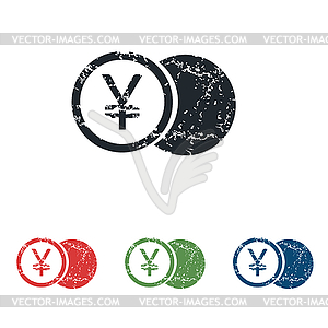 Yen coin grunge icon set - vector clipart