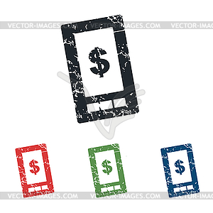 Dollar screen grunge icon set - vector image