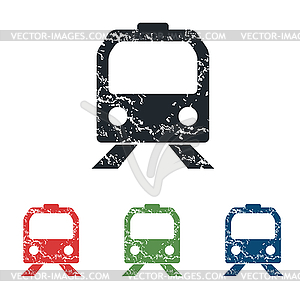 Train face grunge icon set - vector image