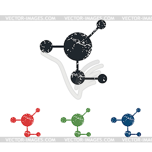 Molecule grunge icon set - vector image