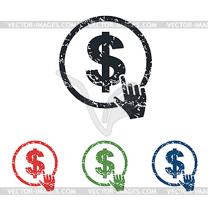 Dollar button grunge icon set - vector image