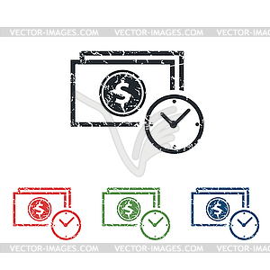 Money time grunge icon set - vector clipart