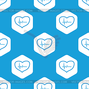 Cardiology hexagon pattern - vector clipart