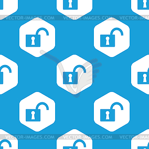 Open padlock hexagon pattern - vector image