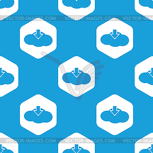 Cloud download hexagon pattern - vector clip art