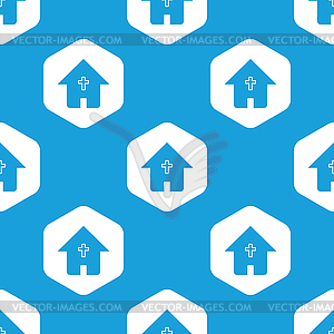 Кристиан дом с шестигранной шаблон - векторный клипарт / векторное изображение