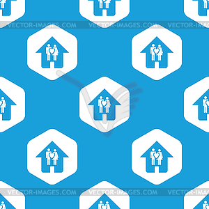 Couple in house hexagon pattern - vector clipart