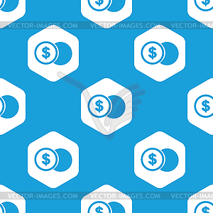 Dollar coin hexagon pattern - vector image