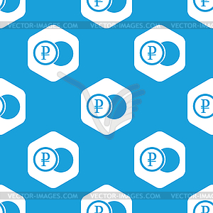 Ruble coin hexagon pattern - vector clipart