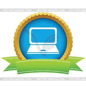 Laptop round icon - vector image