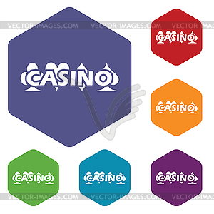 Casino emblem hexagon icon set - vector clipart