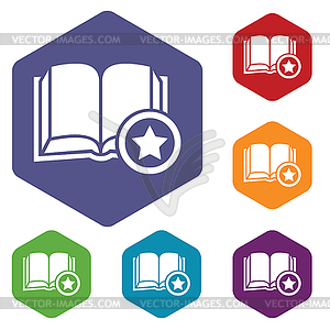 Favorite book hexagon icon set - vector clipart