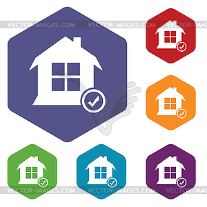 Select house hexagon icon set - vector clipart