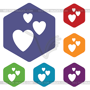Любовь шестигранную набор иконок - векторный графический клипарт