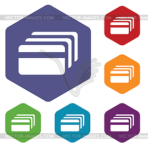 Credit card hexagon icon set - vector clip art