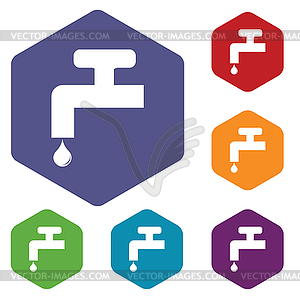 Tap hexagon icon set - vector clipart