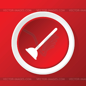 Plunger icon on red - vector clipart