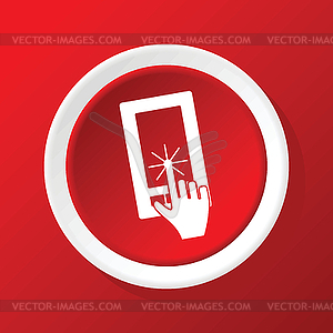 Touching screen icon on red - vector clipart / vector image