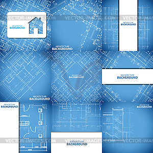 Blue architecture background set - vector clip art