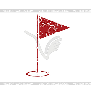 Flagstick red grunge icon - royalty-free vector clipart