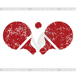 Tennis rackets red grunge icon - vector image