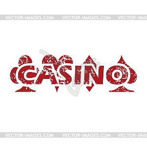 Casino red grunge icon - vector clipart