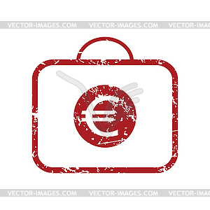 Euro case red grunge icon - color vector clipart