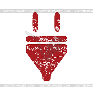 Plug red grunge icon - vector image