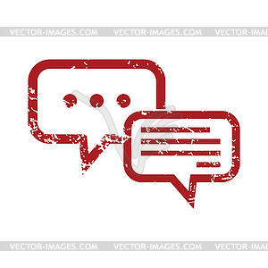 Answering red grunge icon - vector image