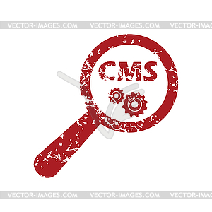 CMS search red grunge icon - vector clipart