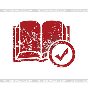 Select book red grunge icon - vector image