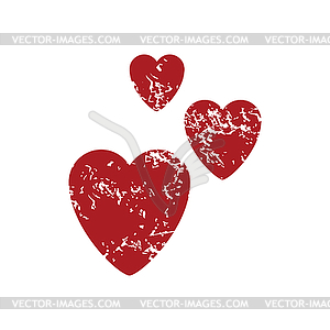 Love red grunge icon - color vector clipart